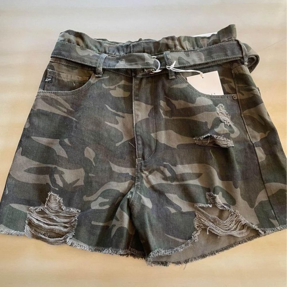 KanCan Camo Shorts with Belt